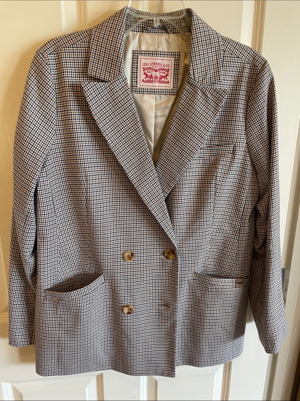 Levi's Women's Houndstooth Double-Breasted Blazer - Black & Tan